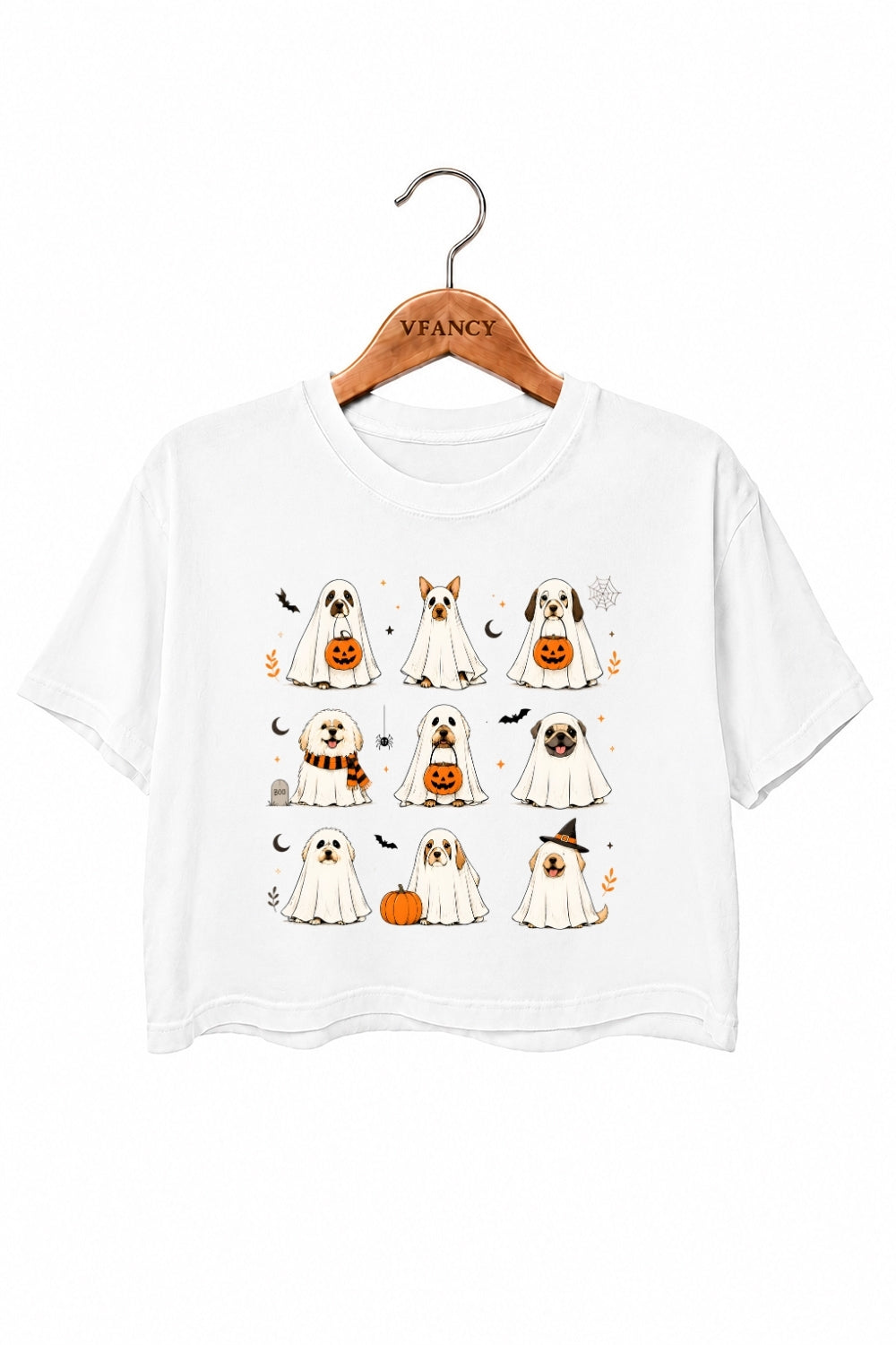 Halloween ghost dogs crop top