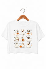 Halloween ghost dogs crop top