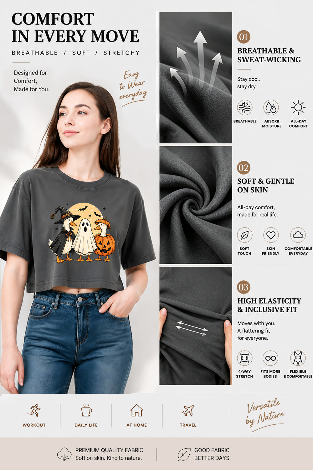 Halloween ghost duck crop top