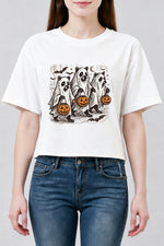 Halloween ghost raccoon crop top