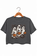 Halloween ghost raccoon crop top
