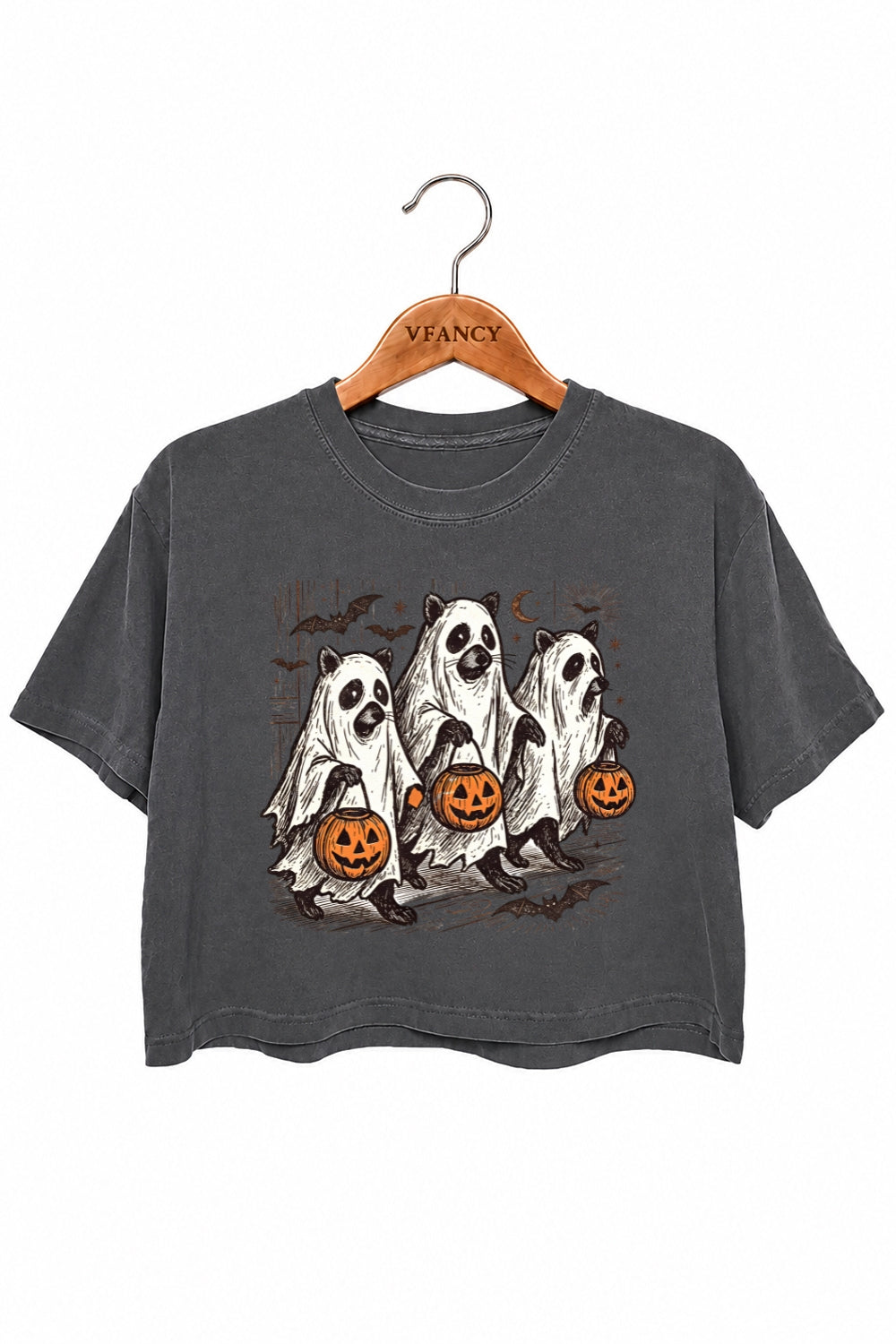 Halloween ghost raccoon crop top