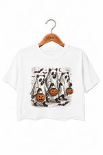 Halloween ghost raccoon crop top
