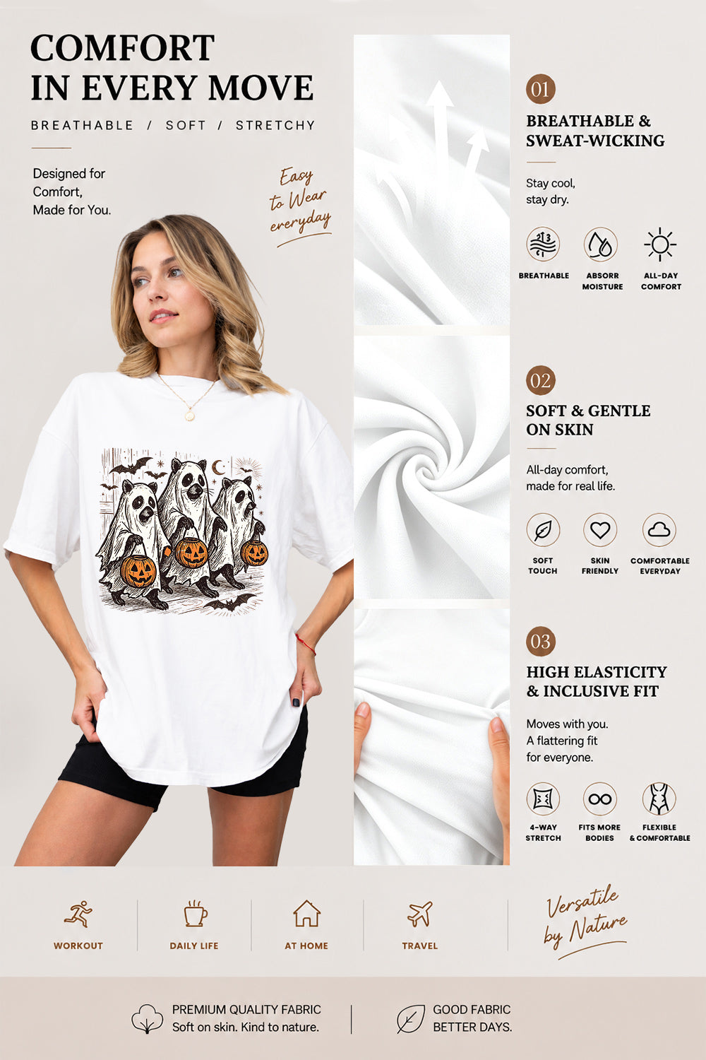 Halloween ghost raccoon tee