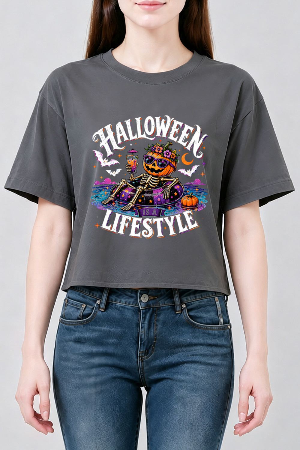 Halloween lifestyle skull crop top