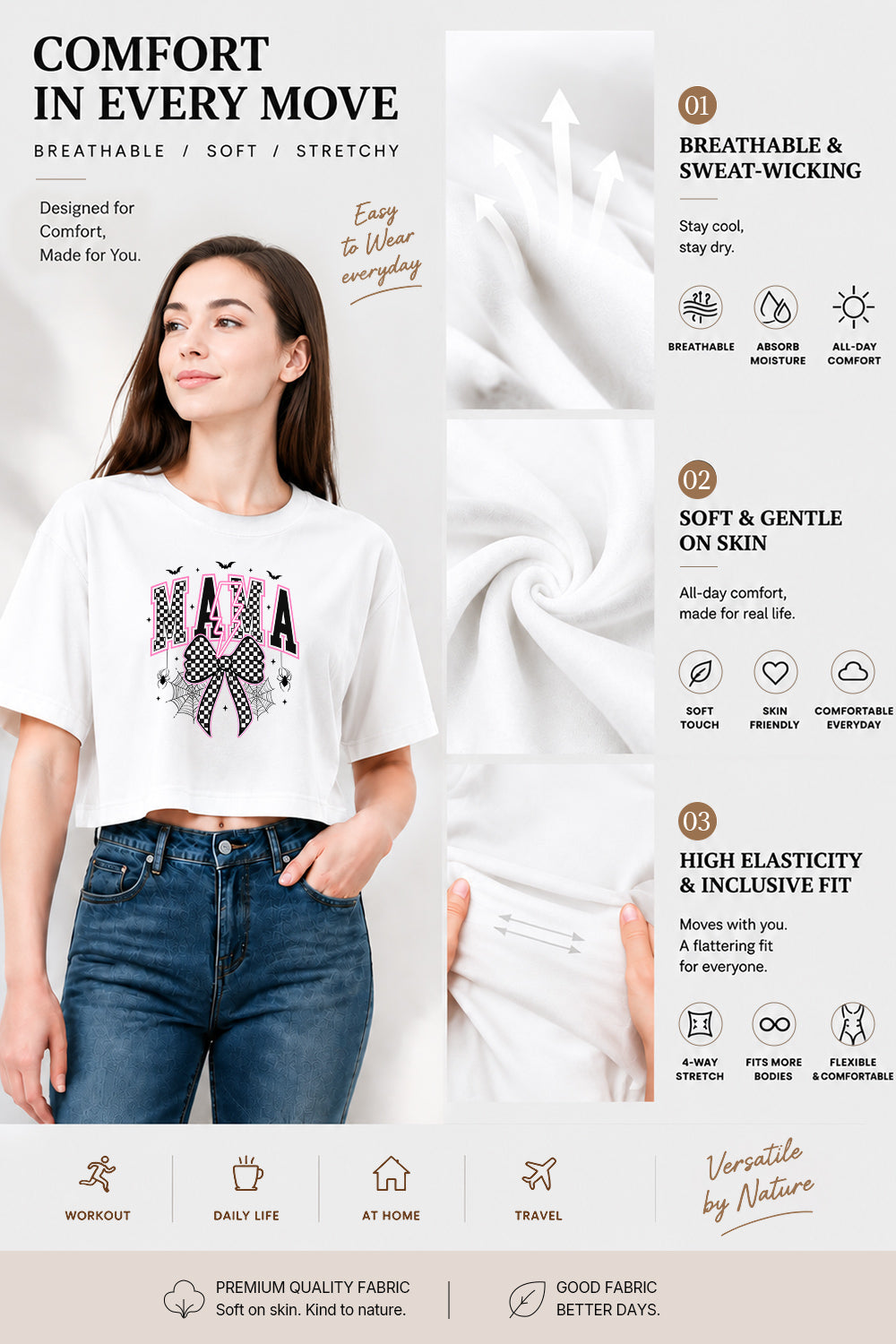 Halloween mama bow crop top