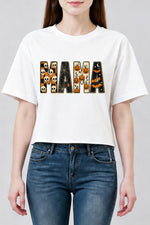 Halloween mama letters crop top