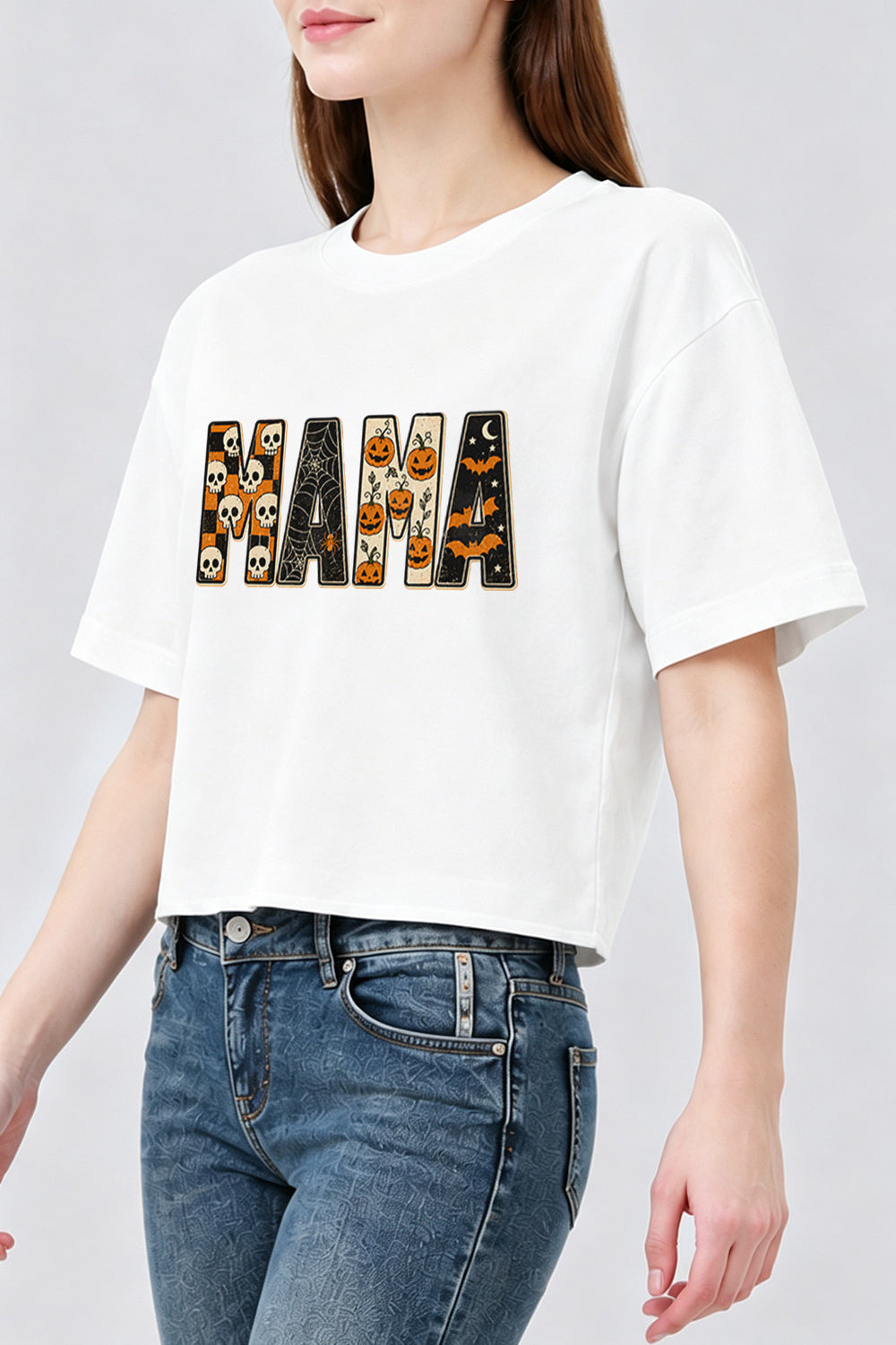 Halloween mama letters crop top