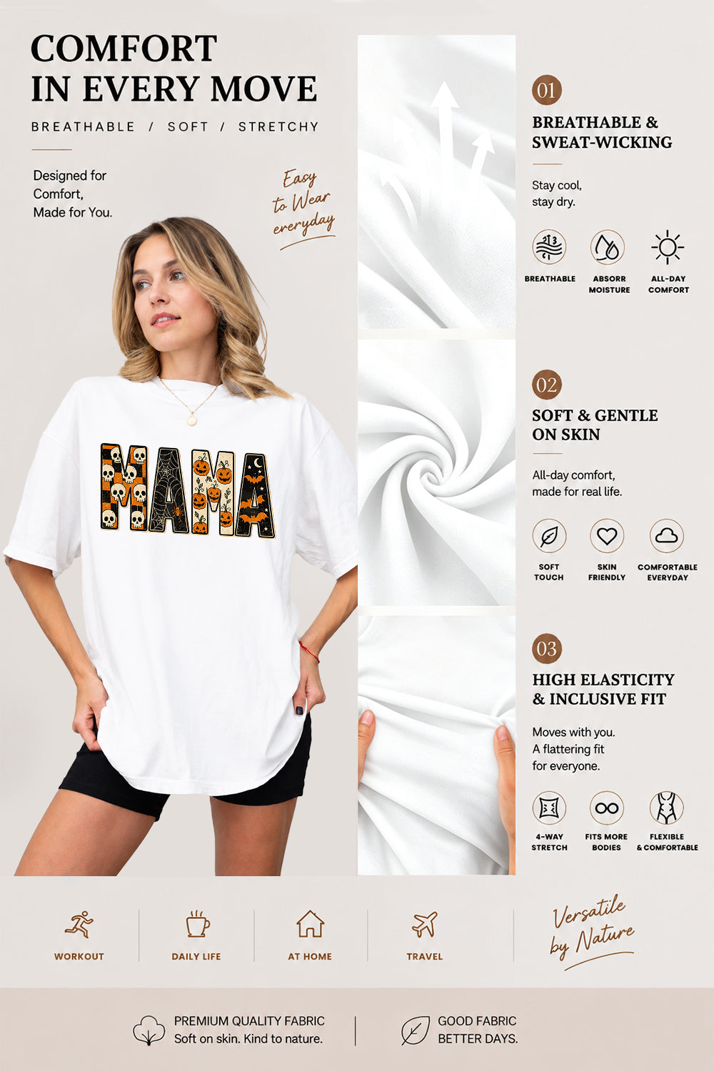 Halloween mama letters tee