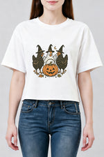 Halloween pumpkin chicken crop top
