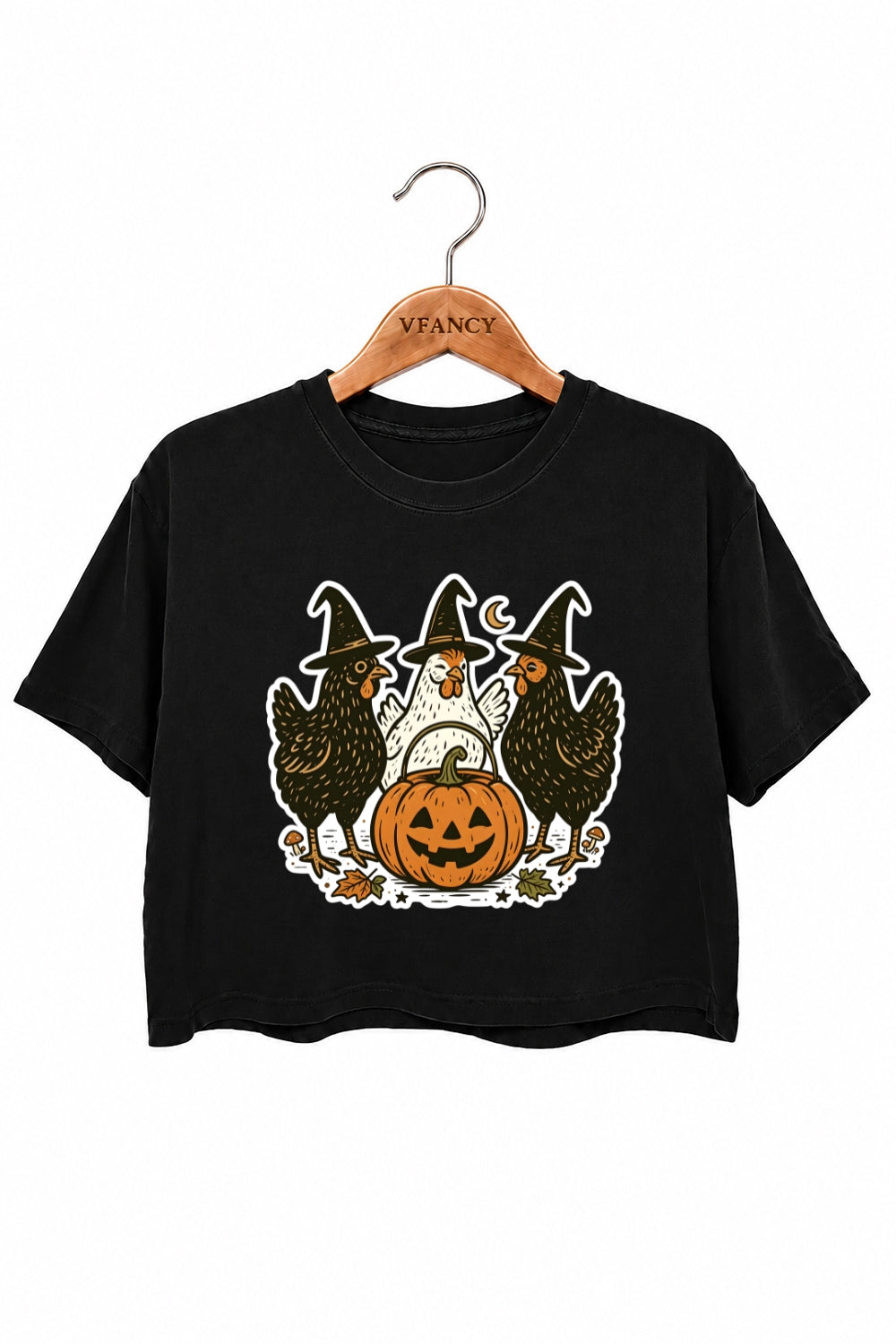 Halloween pumpkin chicken crop top