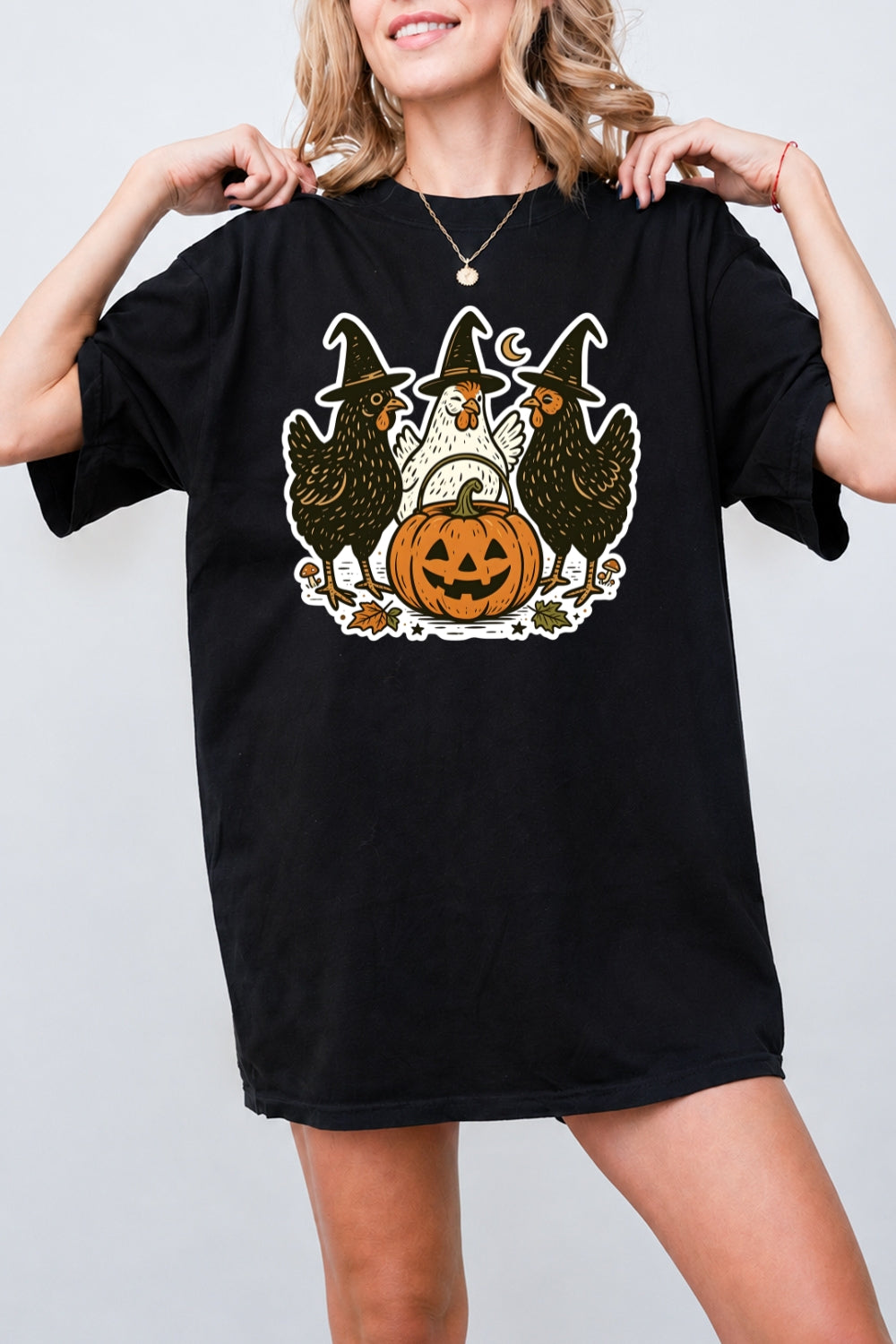 Halloween pumpkin chicken tee