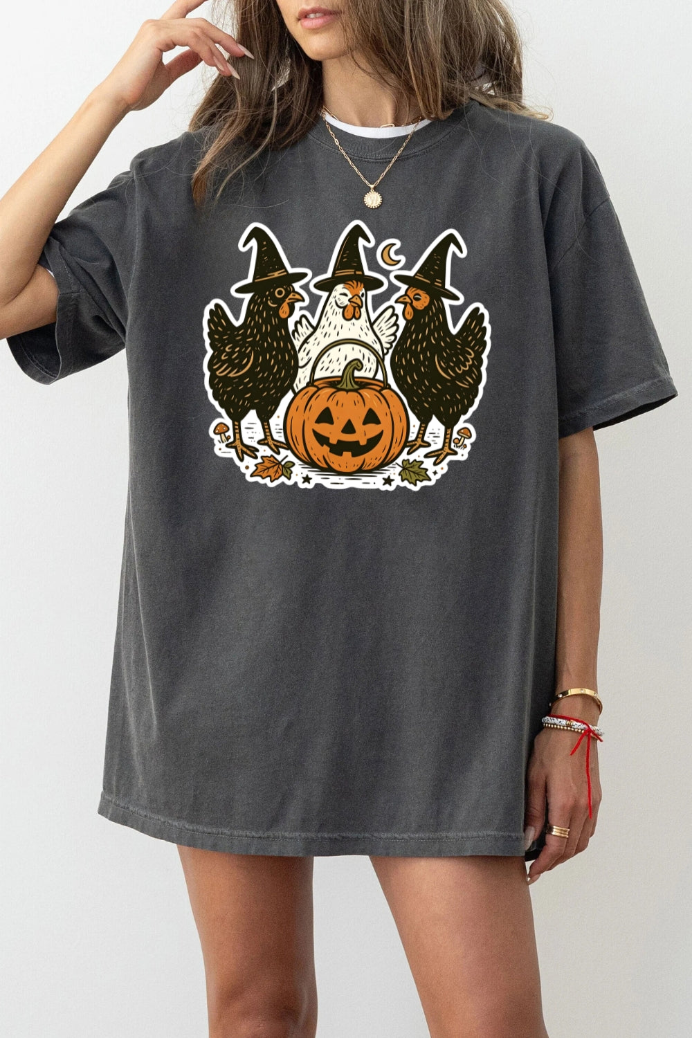 Halloween pumpkin chicken tee