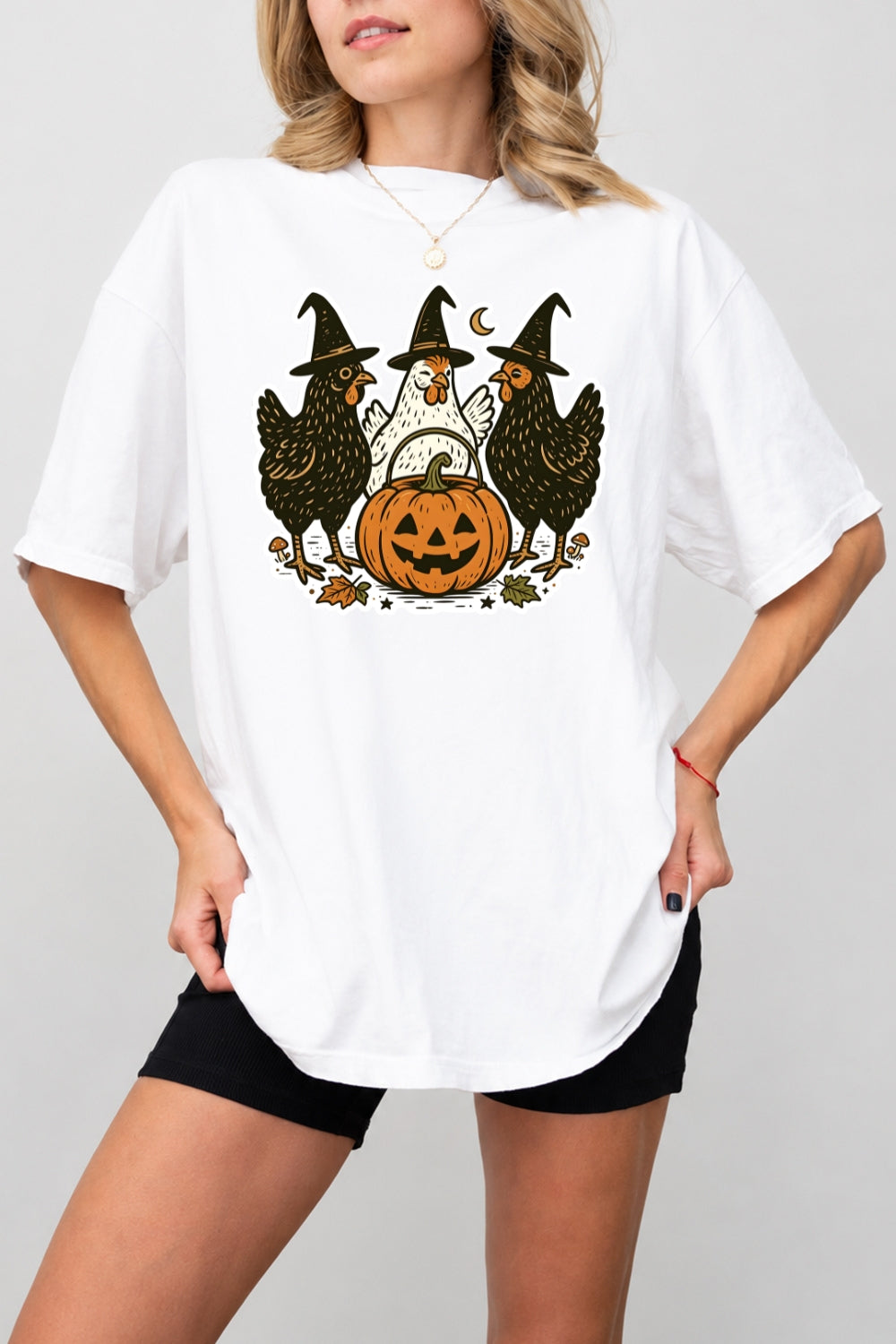 Halloween pumpkin chicken tee