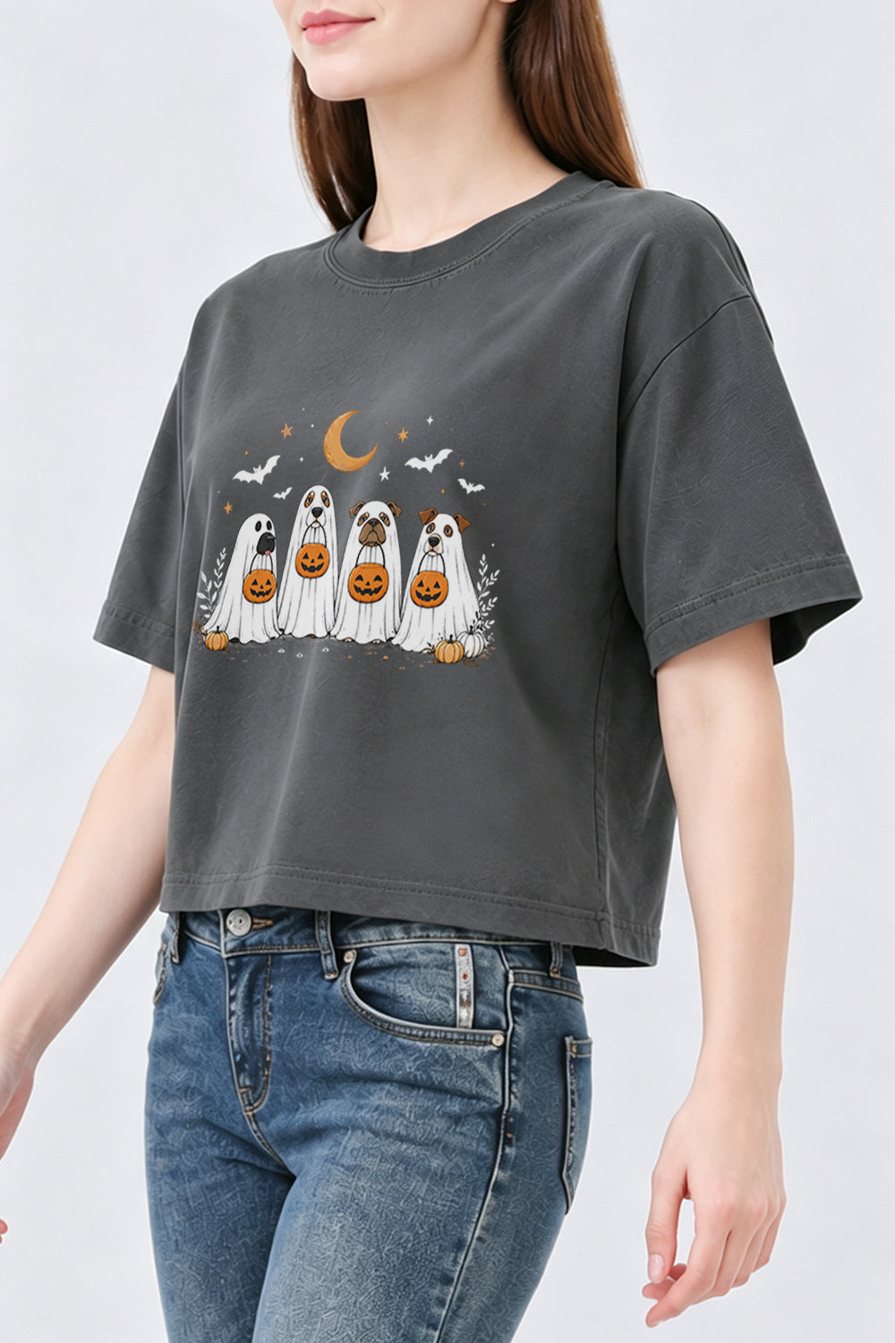Halloween pumpkin dogs crop top