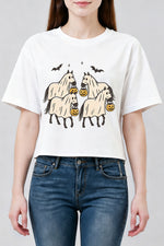 Halloween pumpkin horse crop top