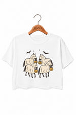 Halloween pumpkin horse crop top