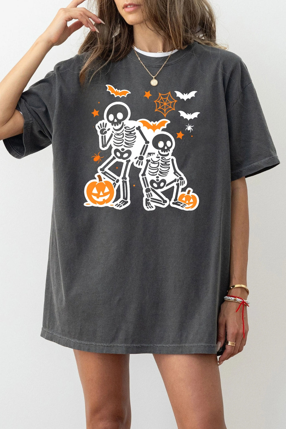 Halloween skull and pumpkin crop top