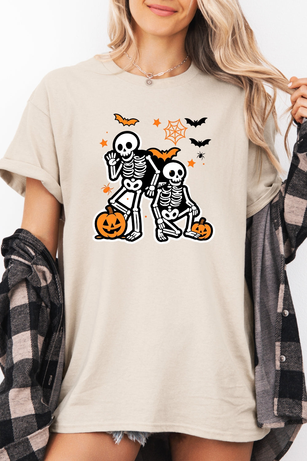 Halloween skull and pumpkin crop top