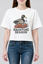 Haunting season duck halloween crop top