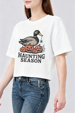 Haunting season duck halloween crop top