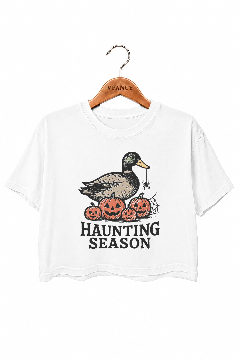 Haunting season duck halloween crop top