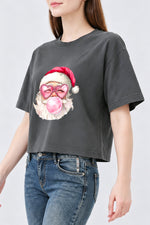 Heart-shaped glasses santa crop top