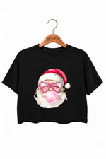 Heart-shaped glasses santa crop top