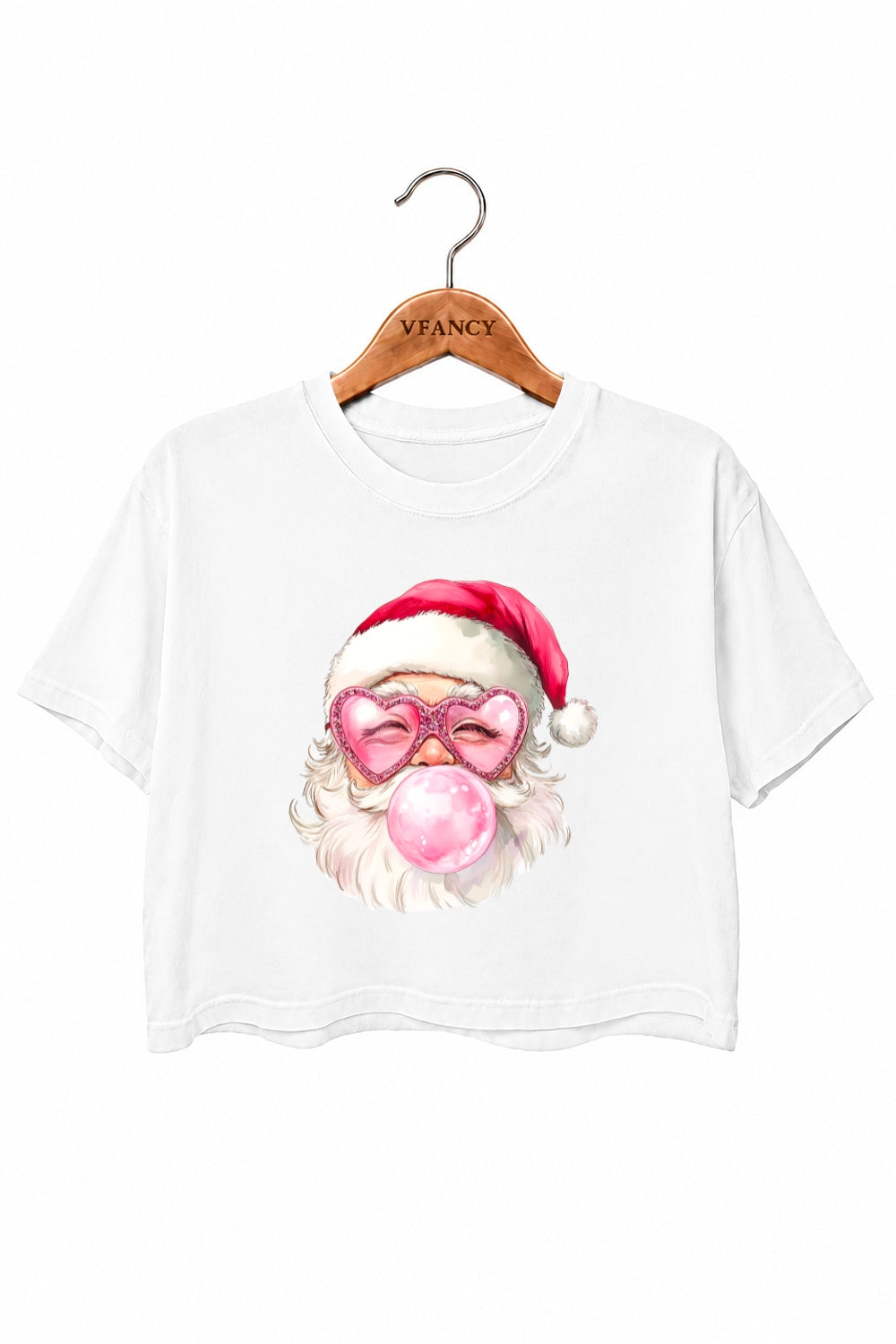 Heart-shaped glasses santa crop top
