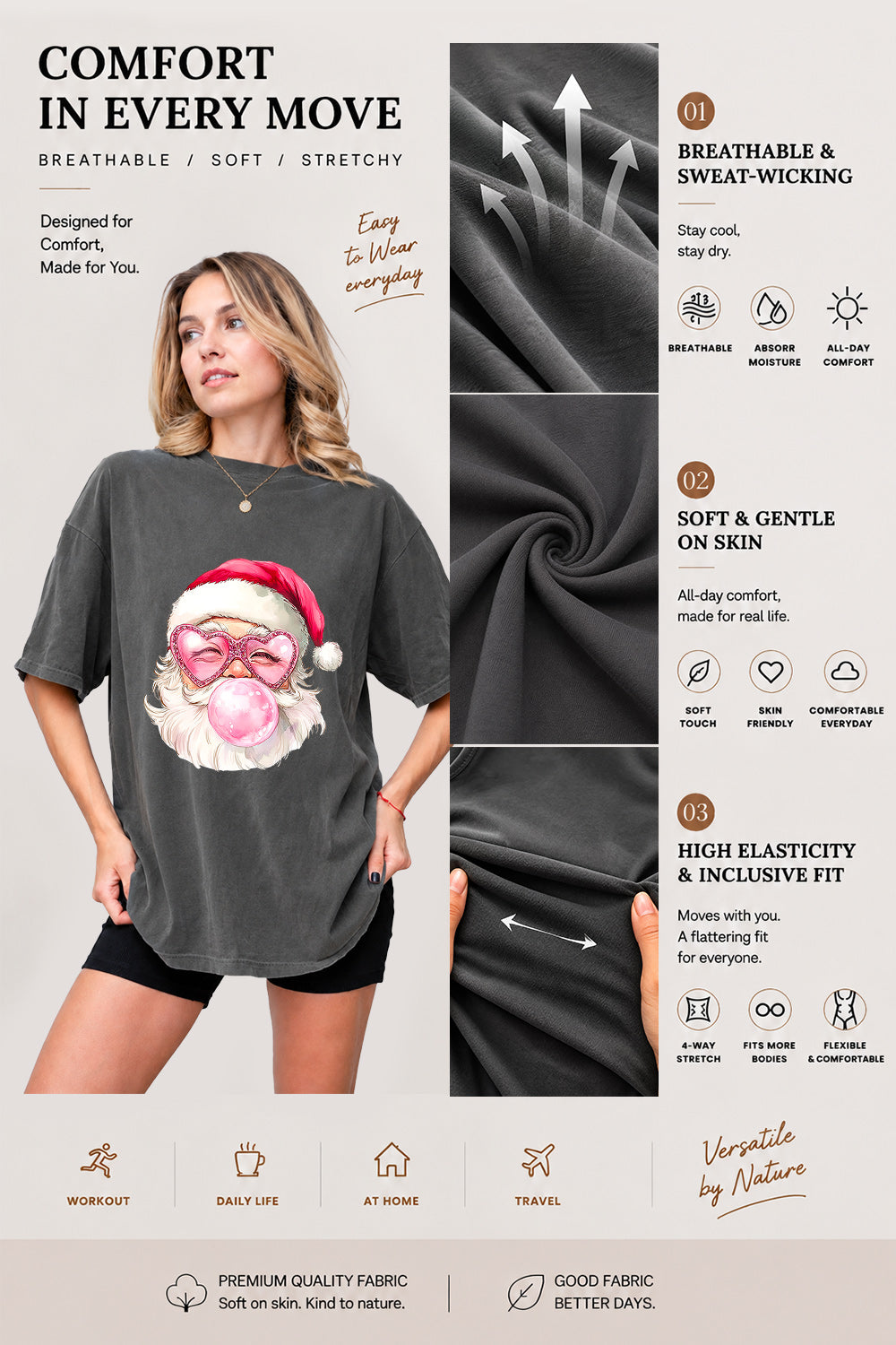 Heart-shaped glasses santa tee