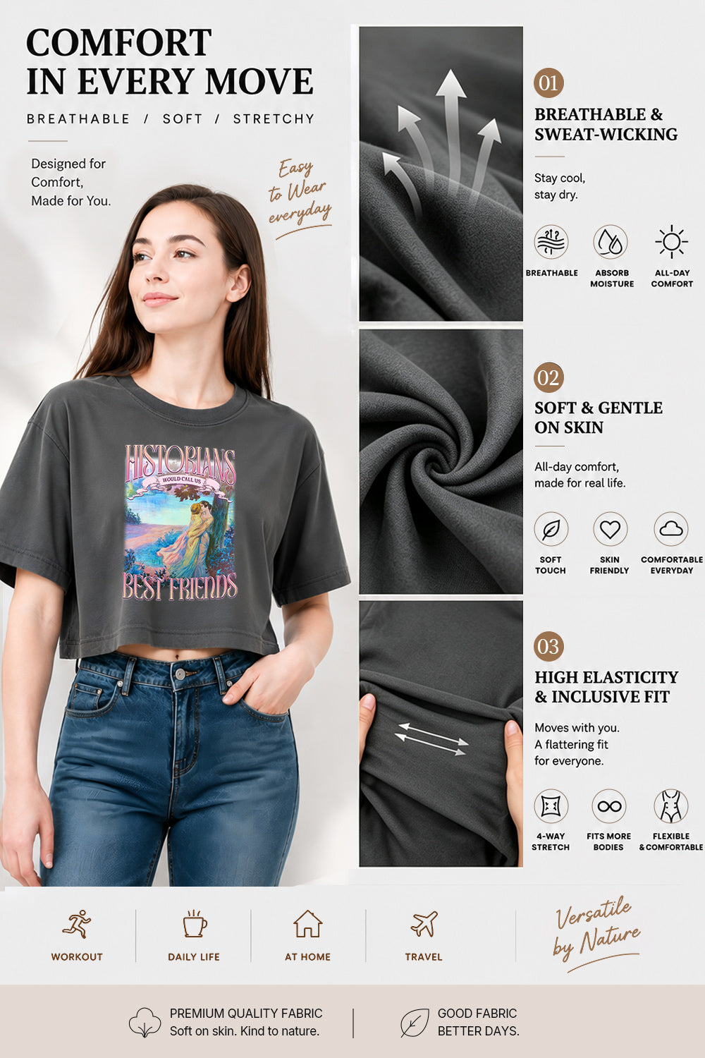 Historians would call us best friends crop top