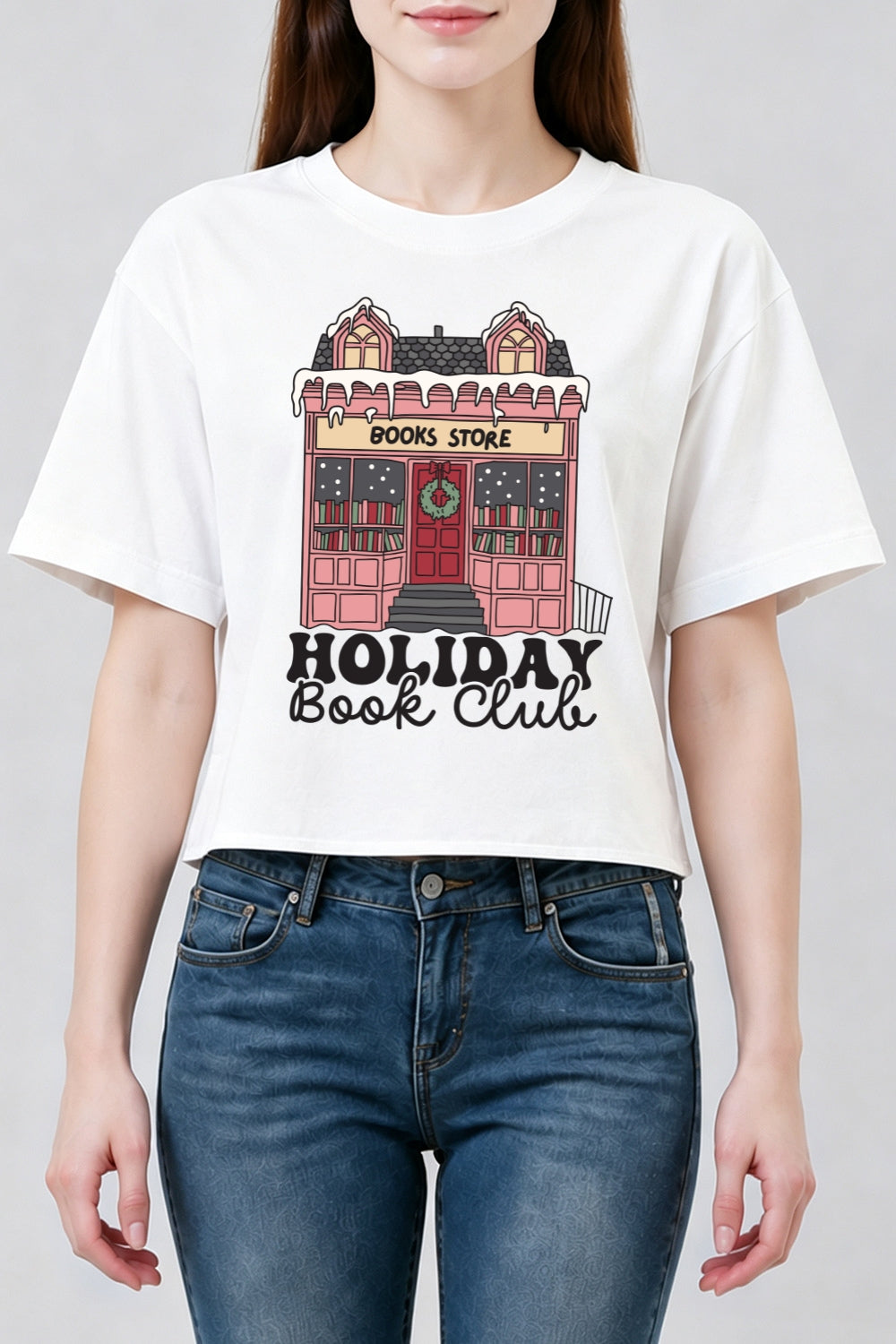 Holiday book club crop top