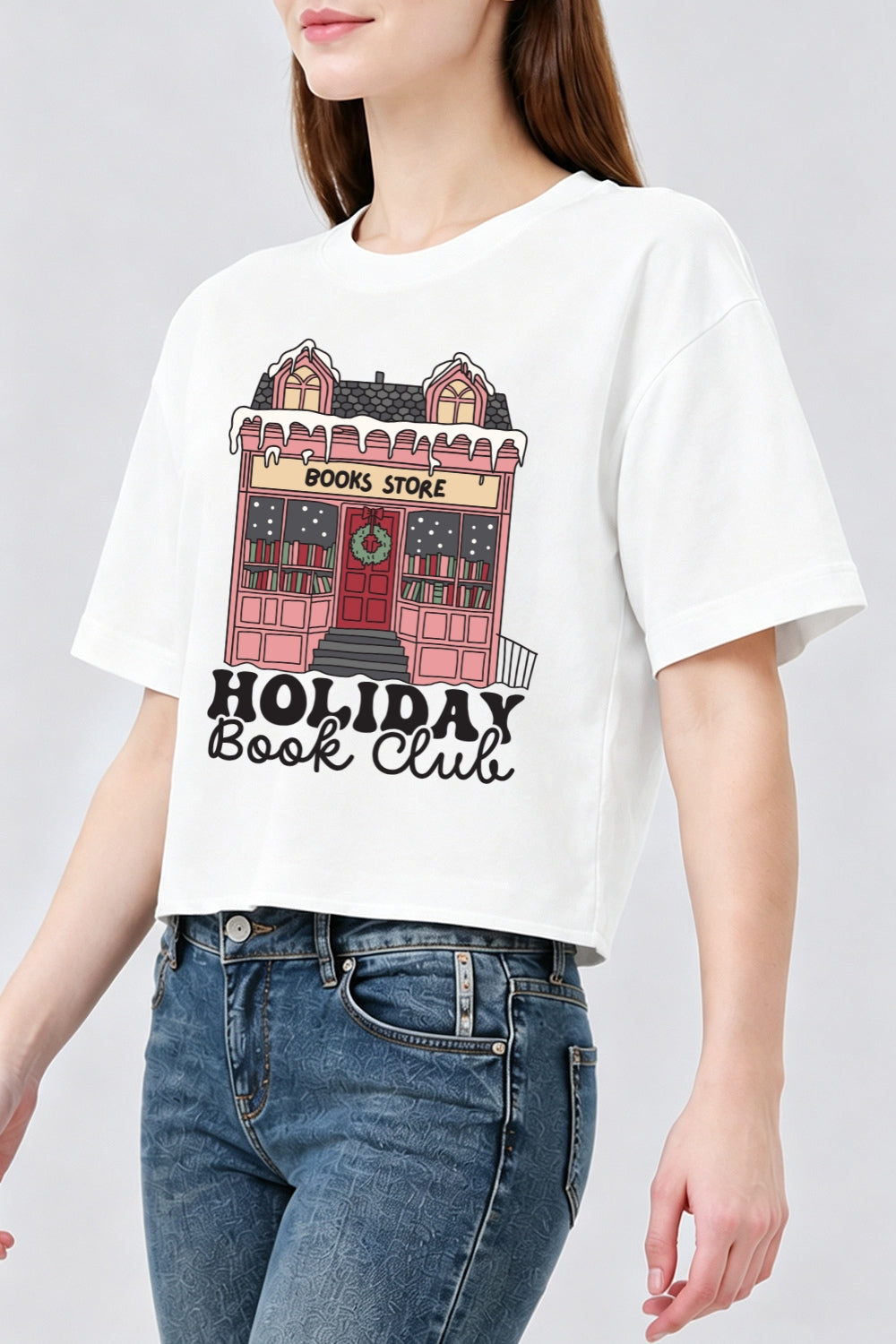 Holiday book club crop top