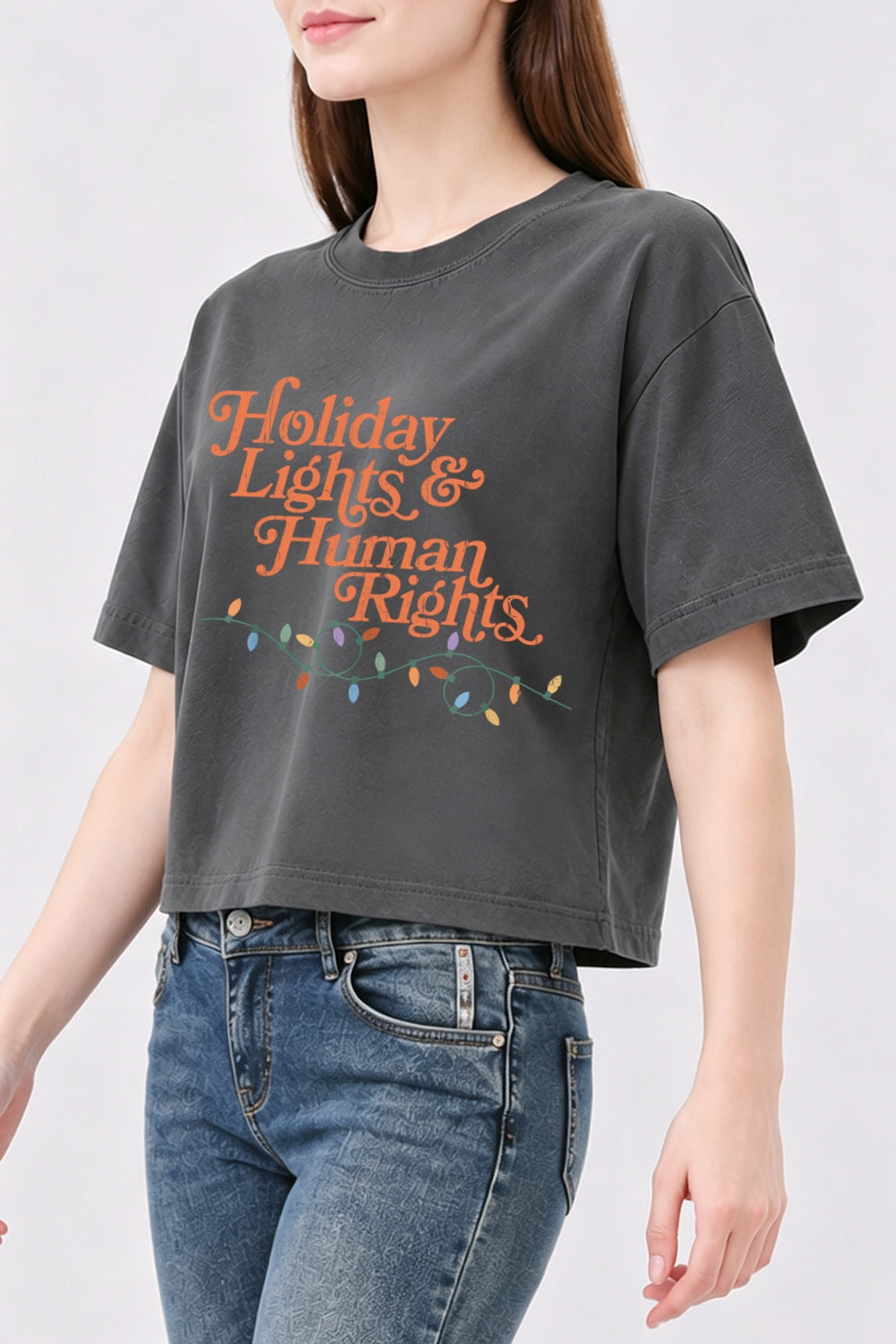 Holiday lights and human rights crop top