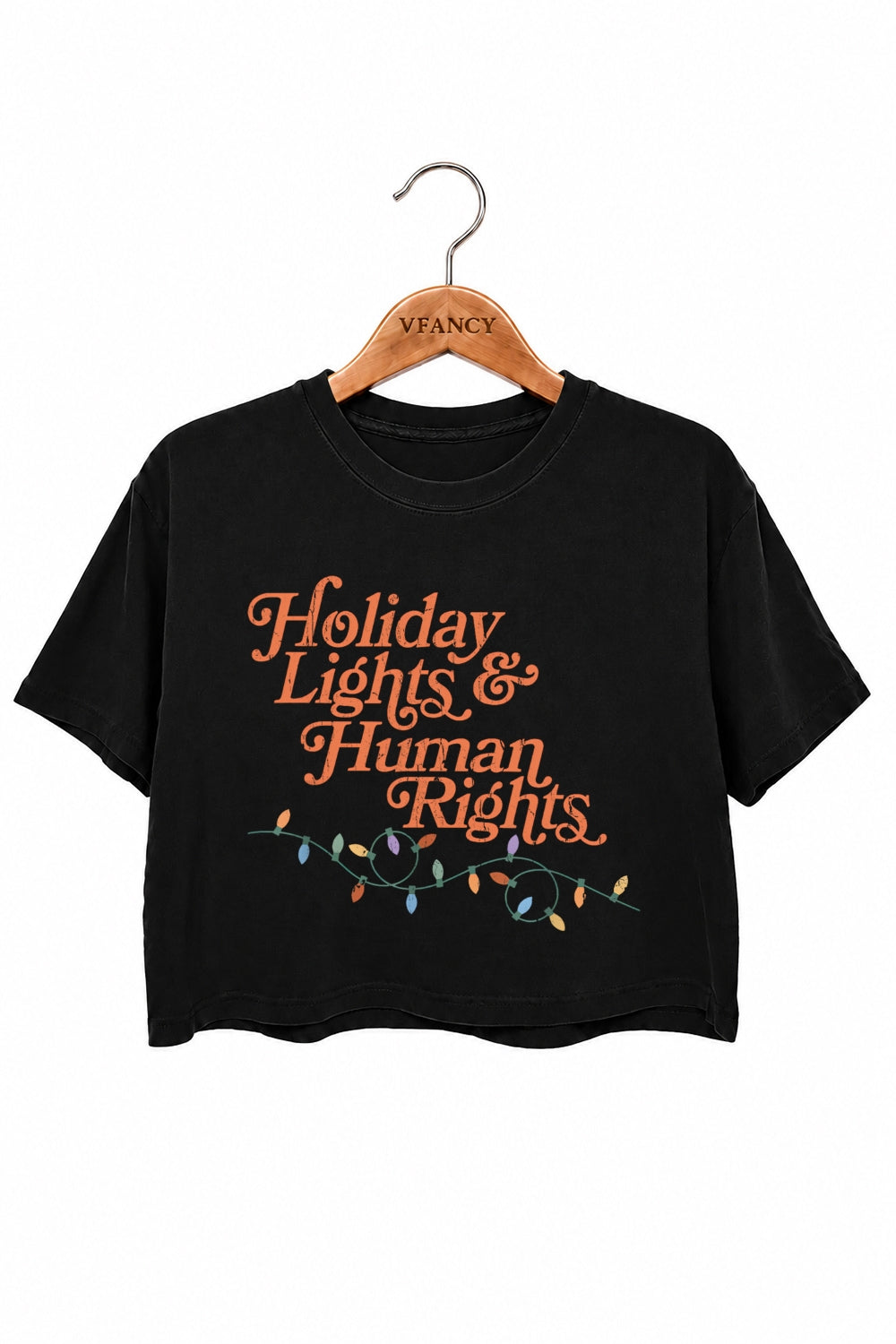 Holiday lights and human rights crop top
