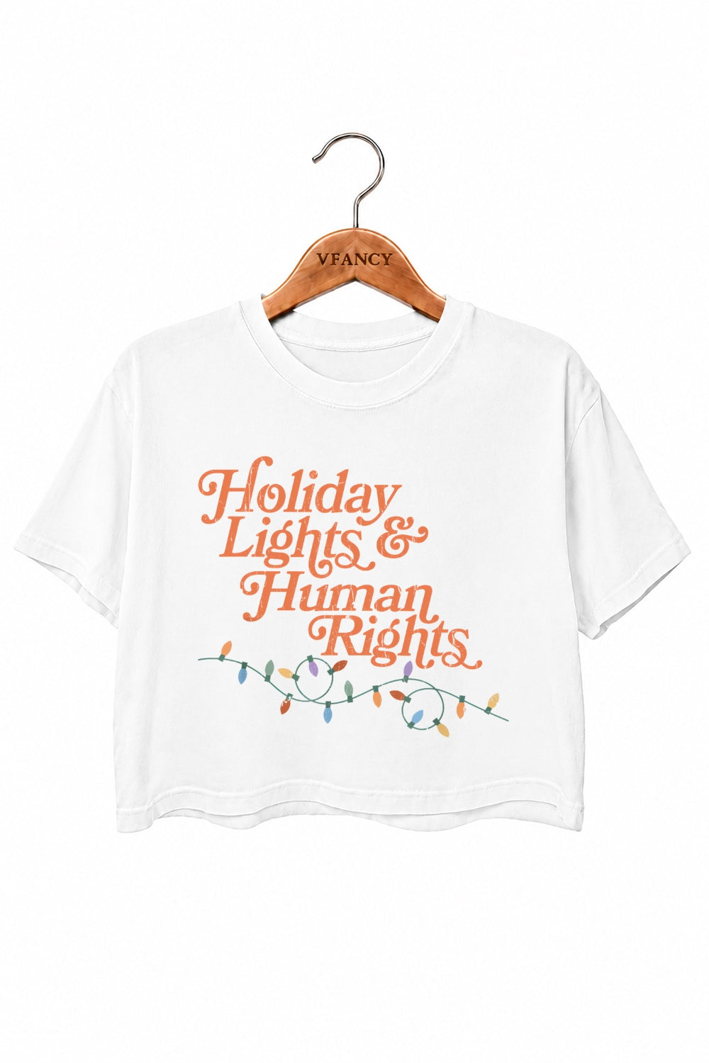 Holiday lights and human rights crop top