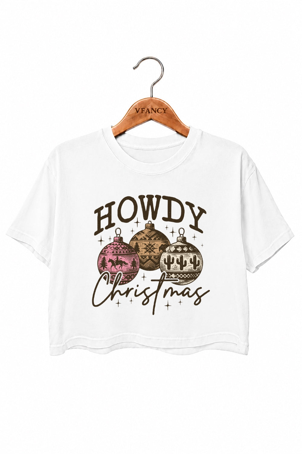 Howdy christmas bauble crop top