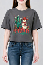 Howdy christmas snowman crop top