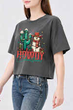 Howdy christmas snowman crop top