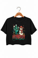 Howdy christmas snowman crop top
