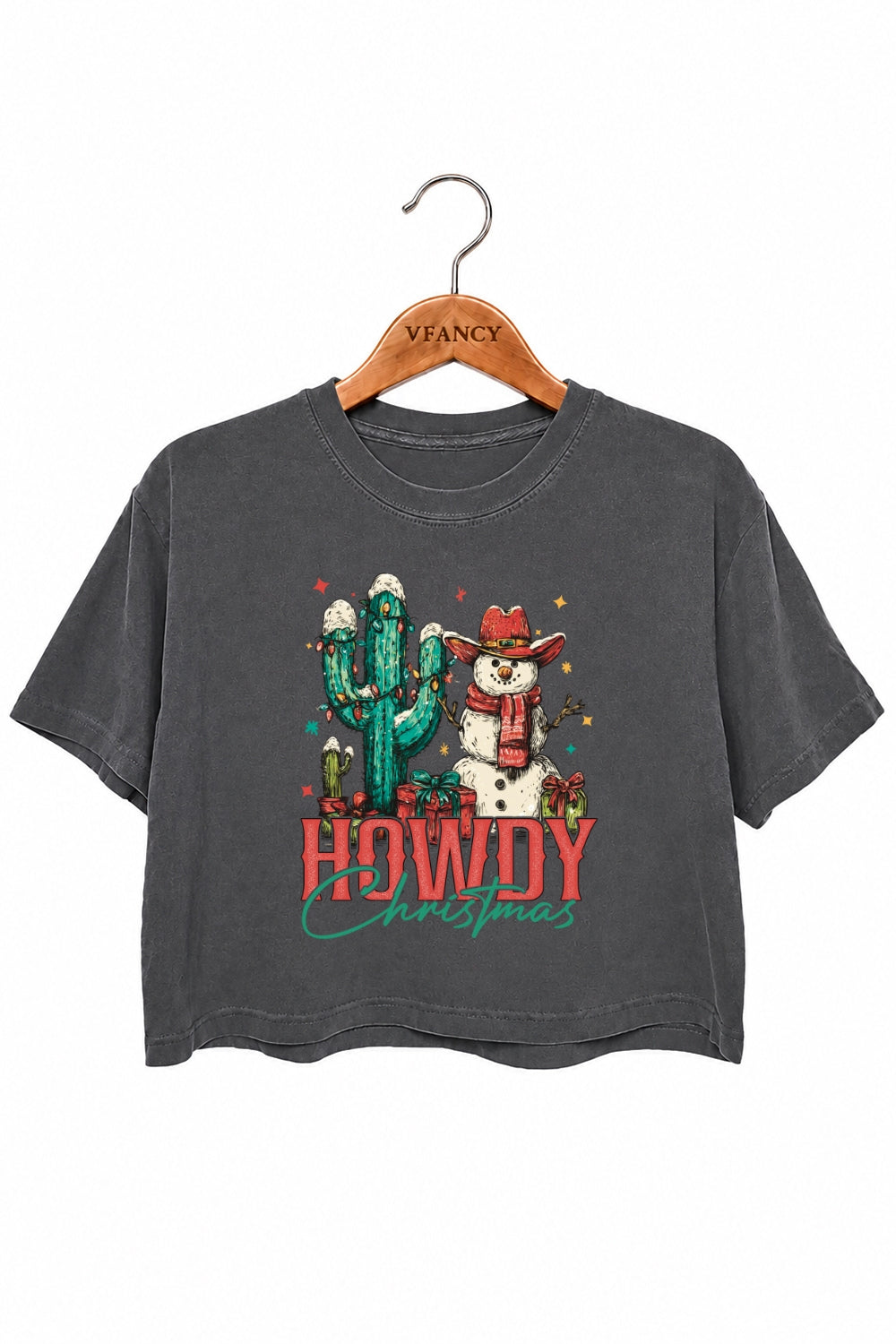 Howdy christmas snowman crop top