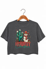 Howdy christmas snowman crop top