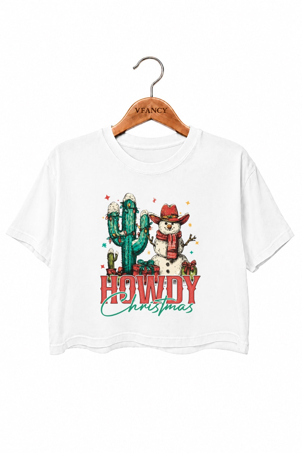 Howdy christmas snowman crop top