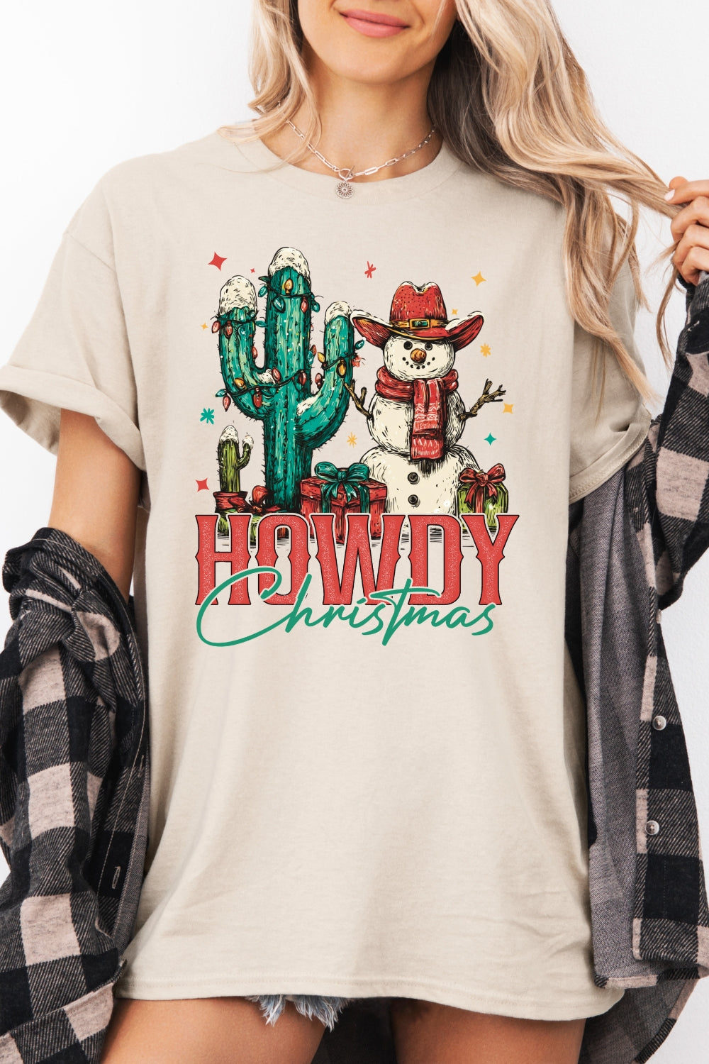 Howdy christmas snowman tee