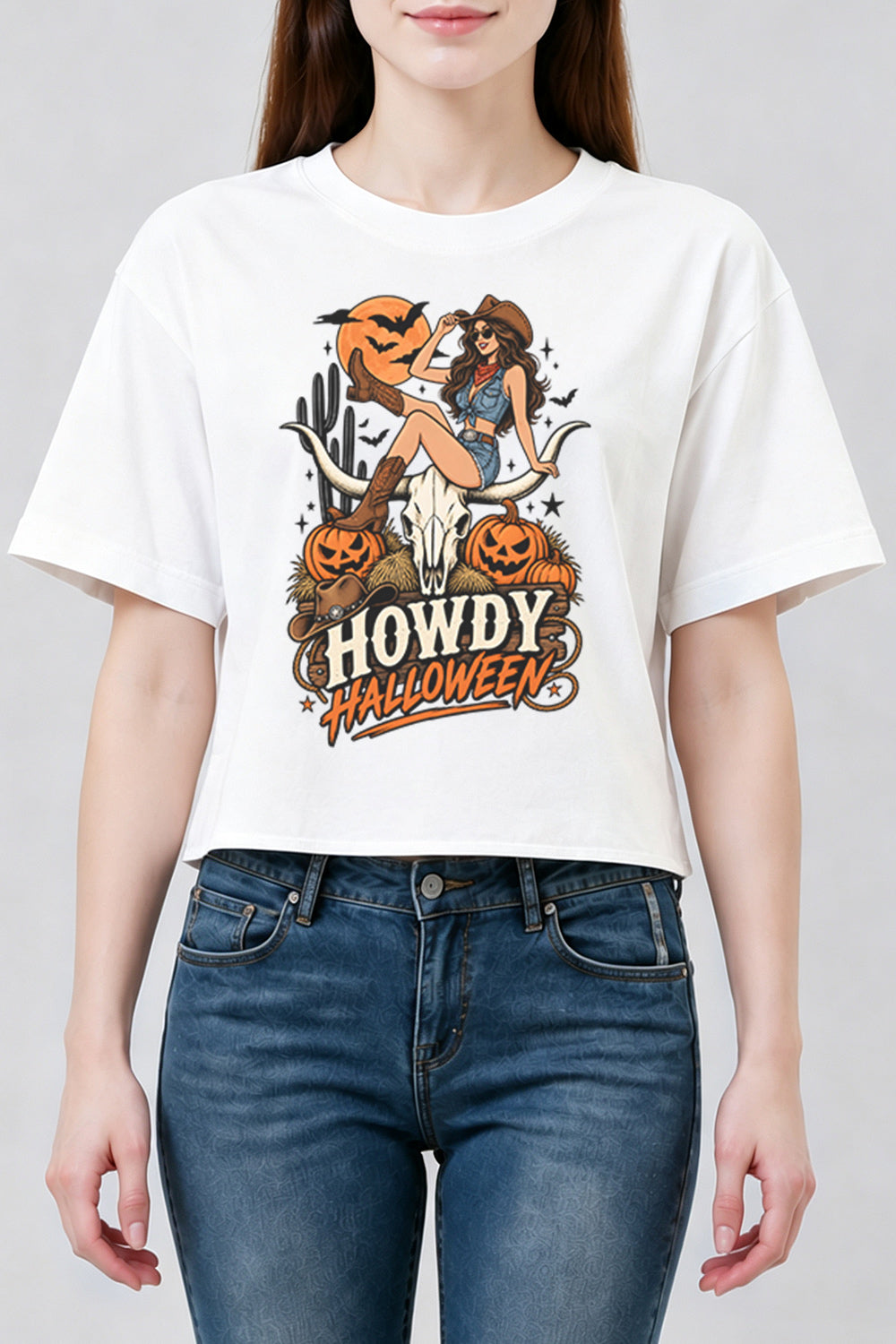 Howdy halloween cowgirl crop top