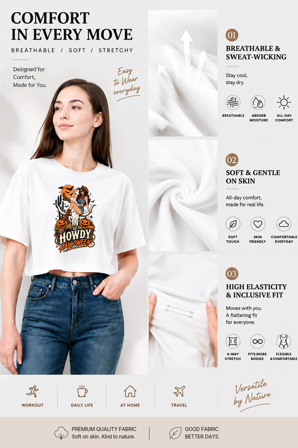 Howdy halloween cowgirl crop top