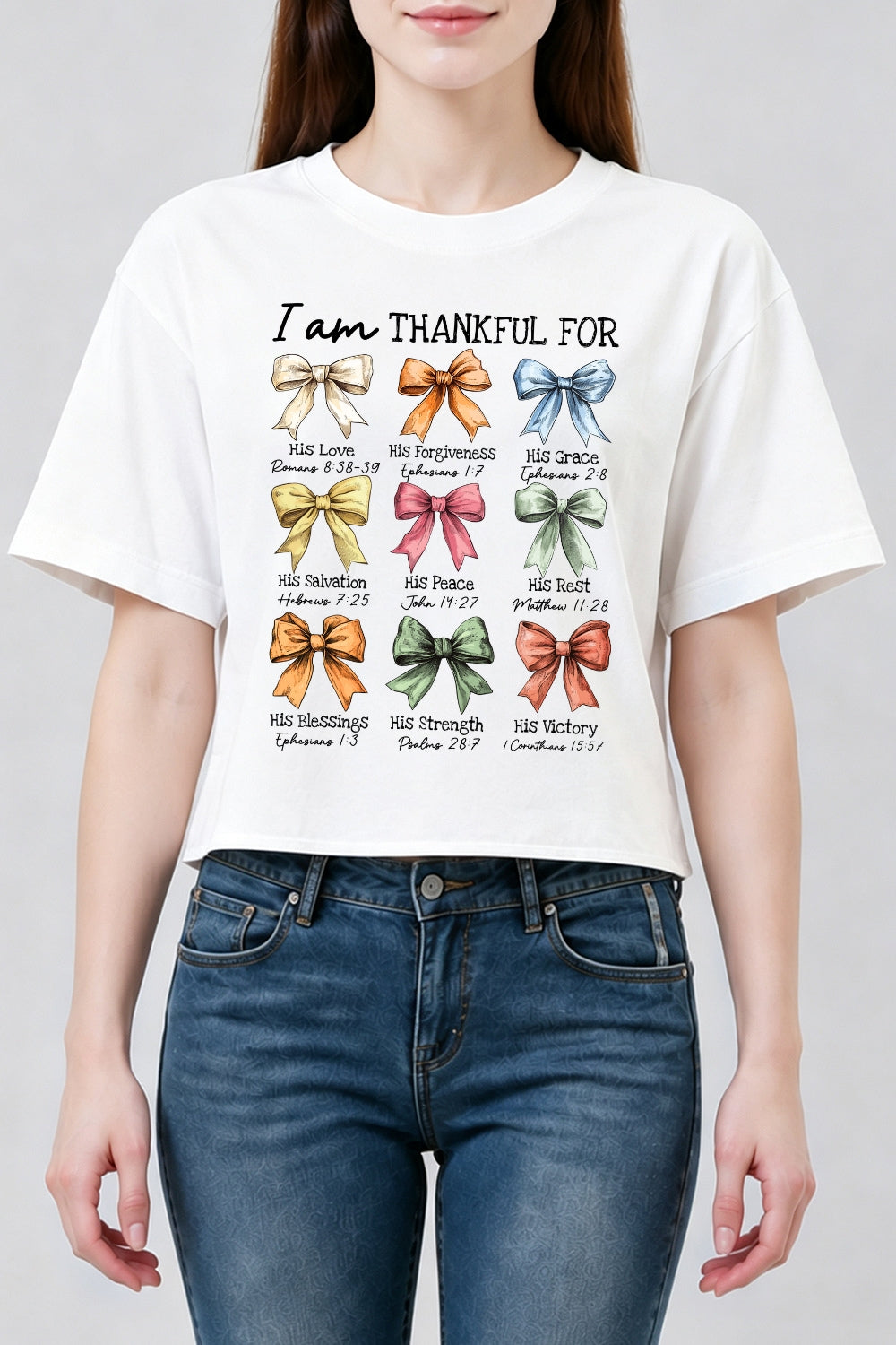I am thankful bows crop top