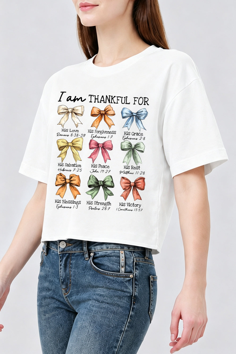 I am thankful bows crop top