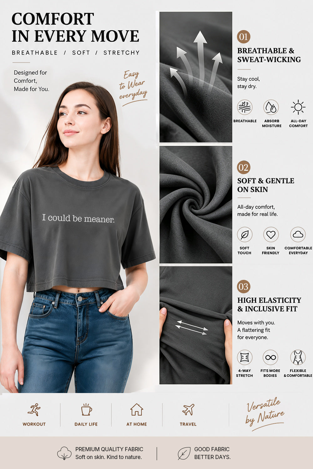 I could be meaner crop crop top