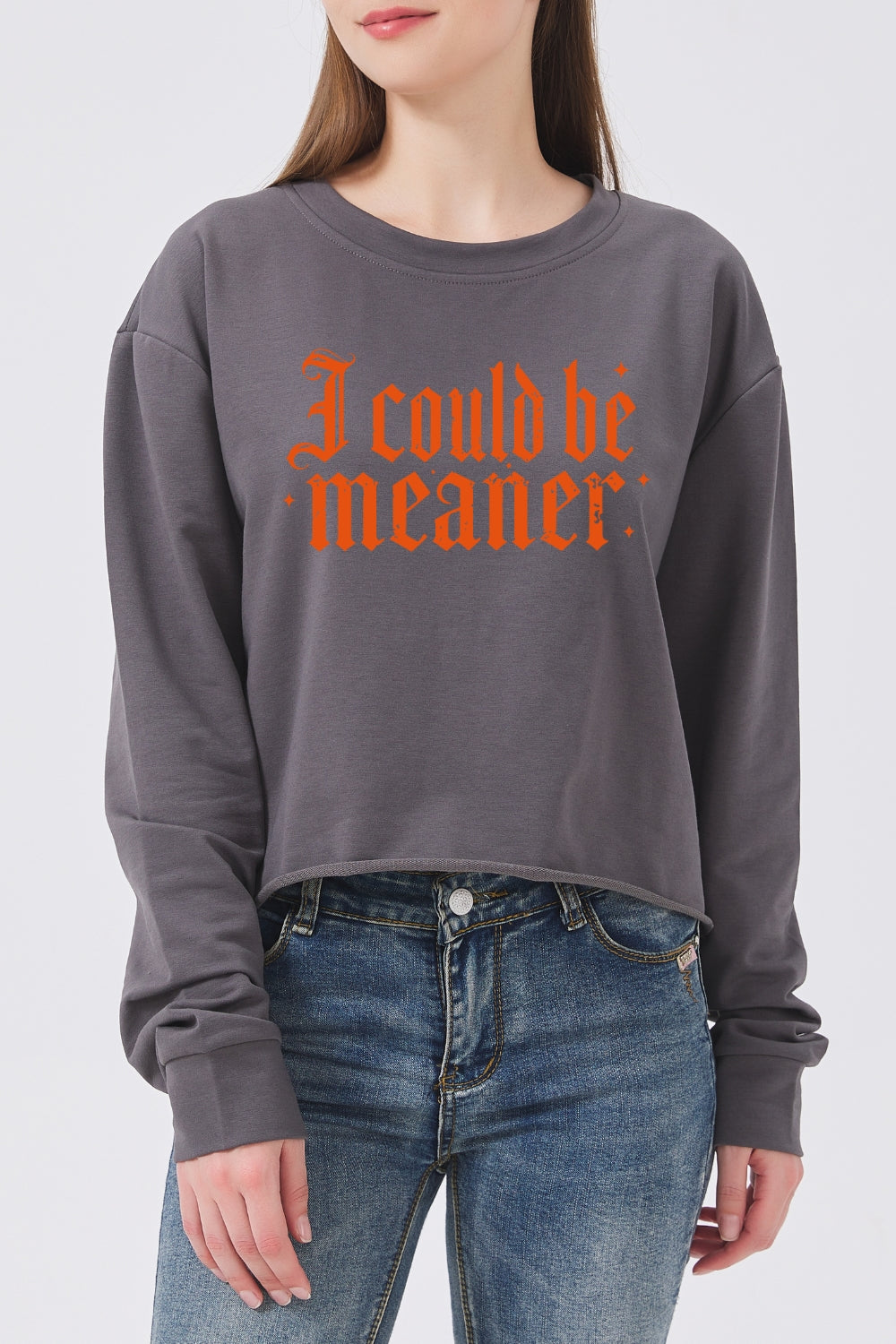 i could be meaner gothic crop sweatshirt